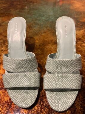 Marc Fisher Sage Green Double-Band Slide Mules